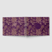 パープル王室の金ゴールドダマスクウェディングゲストブック ゲストブック (全面)