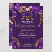 パープル王室の金ゴールドバラカントリー西キンセアニェラ 招待状 (正面/裏面)