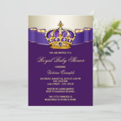 パープル王室の金ゴールドプリンセスベビーシャワー 招待状 (スタンド正面)