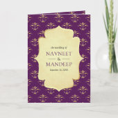 パープル王室の金ゴールド華美アナンドKarajシーク結婚ズ 招待状 (正面)