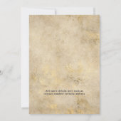 パープル王室の、ブルー、金ゴールドフローラの結婚ゲスト 案内状 (裏面)