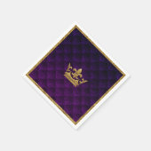 パープル王室の&金ゴールドクラウンエレガントストーリ王室のブック スタンダードカクテルナプキン (角)