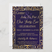 パープル王室の&金ゴールドニューイヤーイブ招待状 招待状 (正面)