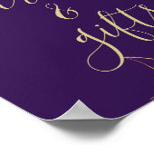 パープル王室の&金ゴールドモダンフローラカード&ギフト ポスター (角)