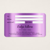 パープル瑪瑙ギフト証明書 (裏面)