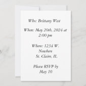 パープル男女兼用バニーベビーシャワー招待状 招待状 (裏面)