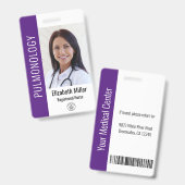 パープル病院の医療従事者の写真ID バッジ (正面&裏面)