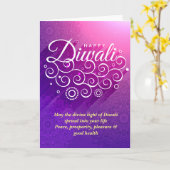 パープル白熱［赤熱］光を放つディバインつる植物オーナメントハッピーディワリ カード (黄色い花)