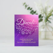 パープル白熱［赤熱］光を放つフローリングオーナメントハッピーディワリ ポストカード (スタンド正面)