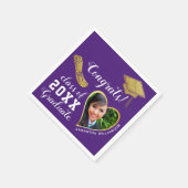 パープル白金ゴールドクラス2025グラッド写真卒業 スタンダードカクテルナプキン (角)