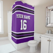 パープル白黒ストライプズスポーツジャージー シャワーカーテン (インサイチュ)