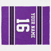 パープル白黒スポーツジャージーチームジャージー フリースブランケット (正面(横))