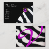 パープル白黒ゼブラファーモノグラム、アメジスト 名刺 (正面/裏面)