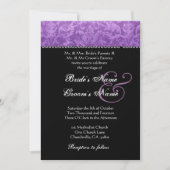 パープル白黒ダマスクウエディング招待状 招待状 (正面)