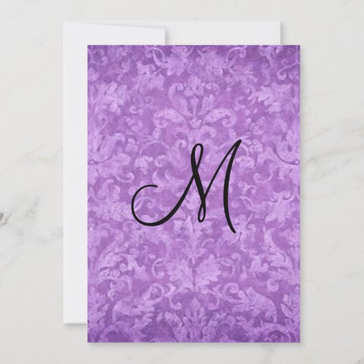 パープル白黒ダマスクウエディング招待状 招待状 (裏面)