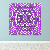 パープル白黒円パターンデザイン キャンバスプリント (インサイチュ (ウッドフロア))