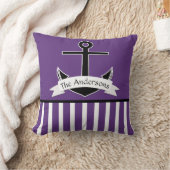 パープル白黒航海のデザインパーソナライズされた クッション (ブランケット)