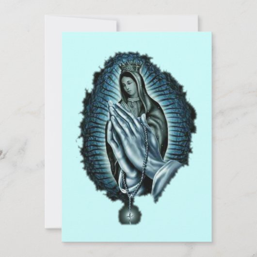 パープル祈りの言葉賛美ヴァージンマリー招待状 招待状 (正面)