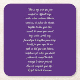 パープル私の願いのためにあなたコースターセット スクエアペーパーコースター