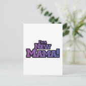 パープル私は新しいママTシャツとギフト ポストカード (スタンド正面)