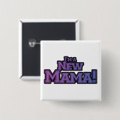 パープル私は新しいママTシャツとギフト 缶バッジ (正面&裏面)