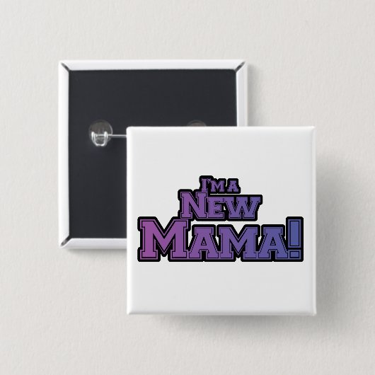 パープル私は新しいママTシャツとギフト 缶バッジ (正面&裏面)