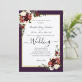パープル秋フラワーズテラコッタクリームバーガンディ 招待状 (スタンド正面)