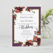 パープル秋フラワーズテラコッタクリームブルゴーニュInv 招待状 (スタンド正面)