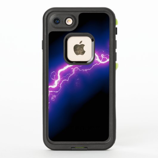 パープル稲妻ストライクオンブラック LifeProof iPhoneケース (裏面)