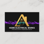 パープル稲妻金ゴールドバルブホーム電気技師 名刺 (正面)