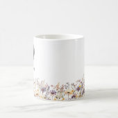 パープル系の水彩野の花と写真のギフト コーヒーマグカップ (中央)