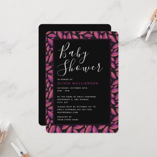 パープル紅葉ベビーシャワー 招待状 (正面/裏面インサイチュ)