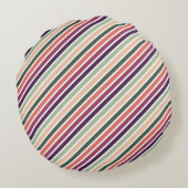 パープル紅葉&パープルグリーンピンクストライプ色 ラウンドクッション (裏面)
