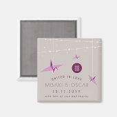 パープル紙クレーン&フェアリー中国のライツ結婚ズ マグネット (正面/裏面)