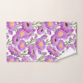 パープル紙デイジーフローラ開花 バスタオルセット (ハンドタオル)