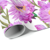 パープル紙デイジーフローラ開花 ラッピングペーパー (ロールコーナー)