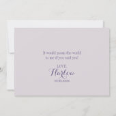 パープル紙吹雪が私のメイド・オブ・オーナー（花嫁付き添い人） 招待状 (裏面)