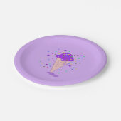 パープル紙吹雪アイスクリームコーン ペーパープレート (アングル)