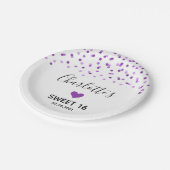 パープル紙吹雪スイート16バースデーパーティー ペーパープレート (アングル)