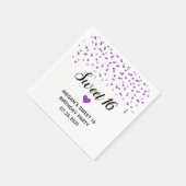 パープル紙吹雪スウィート16誕生日 スタンダードカクテルナプキン (角)