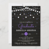 パープル紙吹雪スパークリー星卒業 招待状 (正面)