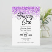 パープル紙吹雪21歳の誕生日招待状 招待状 (スタンド正面)