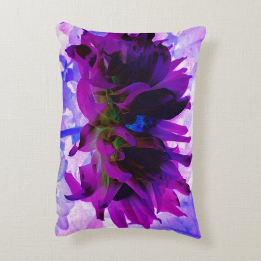 パープル素晴らしとブラックサボテンのダリア アクセントクッション (裏面(縦))