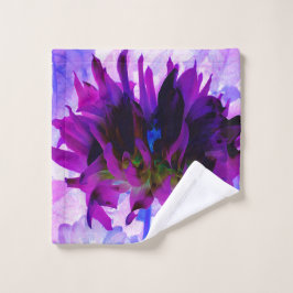 パープル素晴らしとブラックサボテンのダリア ウォッシュタオル