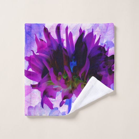 パープル素晴らしとブラックサボテンのダリア ウォッシュタオル (ウォッシュタオル)