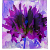 パープル素晴らしとブラックサボテンのダリア シャワーカーテン (正面)