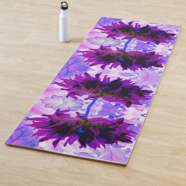 パープル素晴らしとブラックサボテンのダリア ヨガマット