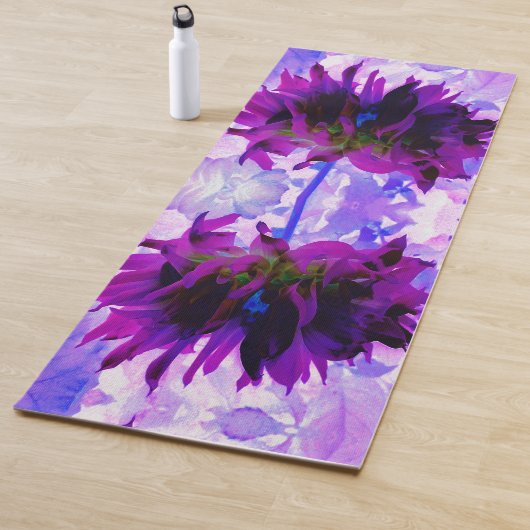 パープル素晴らしとブラックサボテンのダリア ヨガマット (インサイチュ)