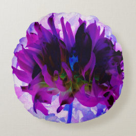 パープル素晴らしとブラックサボテンのダリア ラウンドクッション