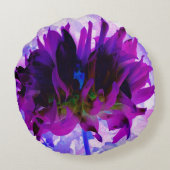 パープル素晴らしとブラックサボテンのダリア ラウンドクッション (裏面)